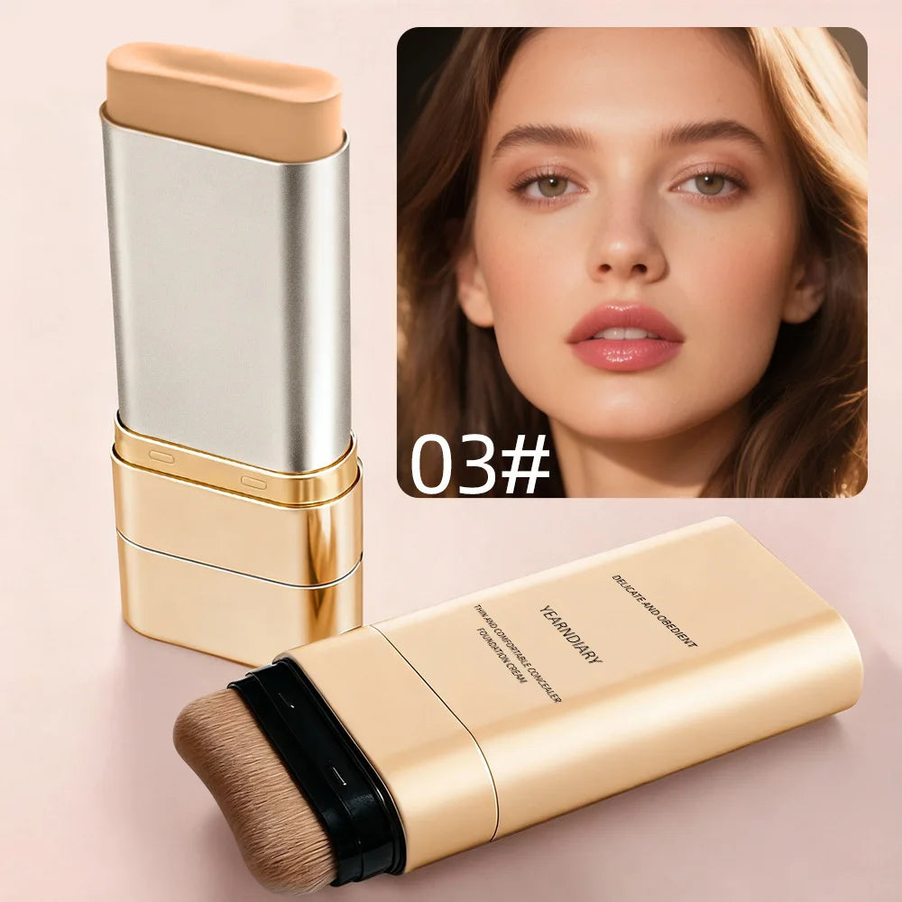Light and Comfortable Concealer Foundation Cream, Long-lasting and Brightening Moisturizing Double-ended Foundation Cream