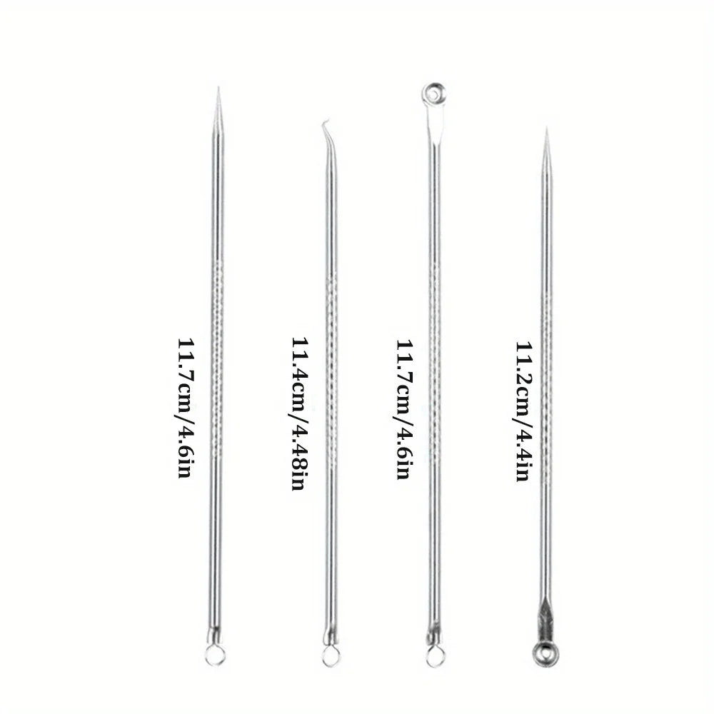 Blackhead Acne Pimple Blemish Extractor Remover Kit Stainless Steel Needles Remove Tools Face Skin Care Pore Cleaner 4pcs/bag