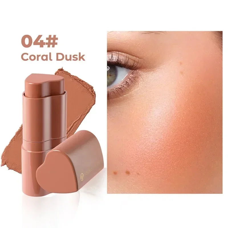 Functional Blush Stick Waterproof Easy Color Face Rouge Blusher Cream Lasting High Color Rendering Brightening Skin Tone Make Up
