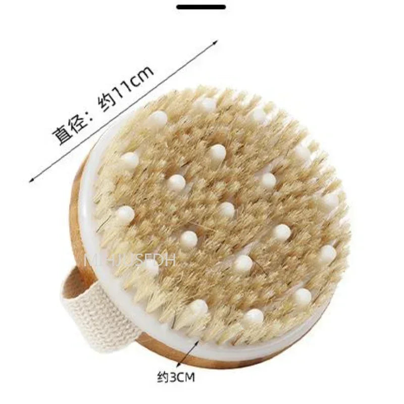 2 In 1 Dry Skin Body Massage Brush Natural Bristle Dead Skin Remover Anti Cellulite Exfoliates Blood Circulation Massage Tools