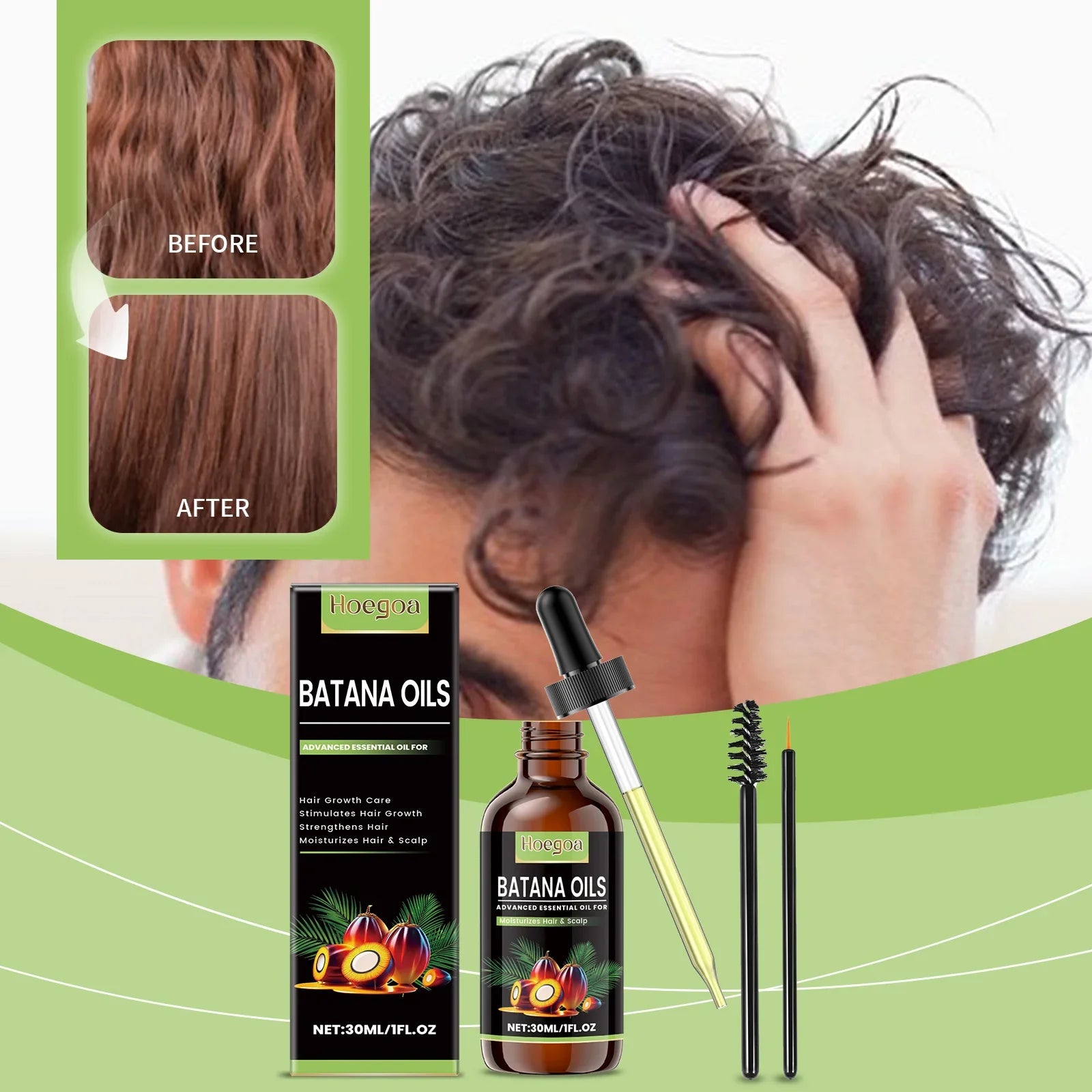 Batana Hair Care Essential Oil Smooth Shine Anti-Frizz Hair Serum Promote Hair Growth Strengthening Nourishing Scalp Care Oil
