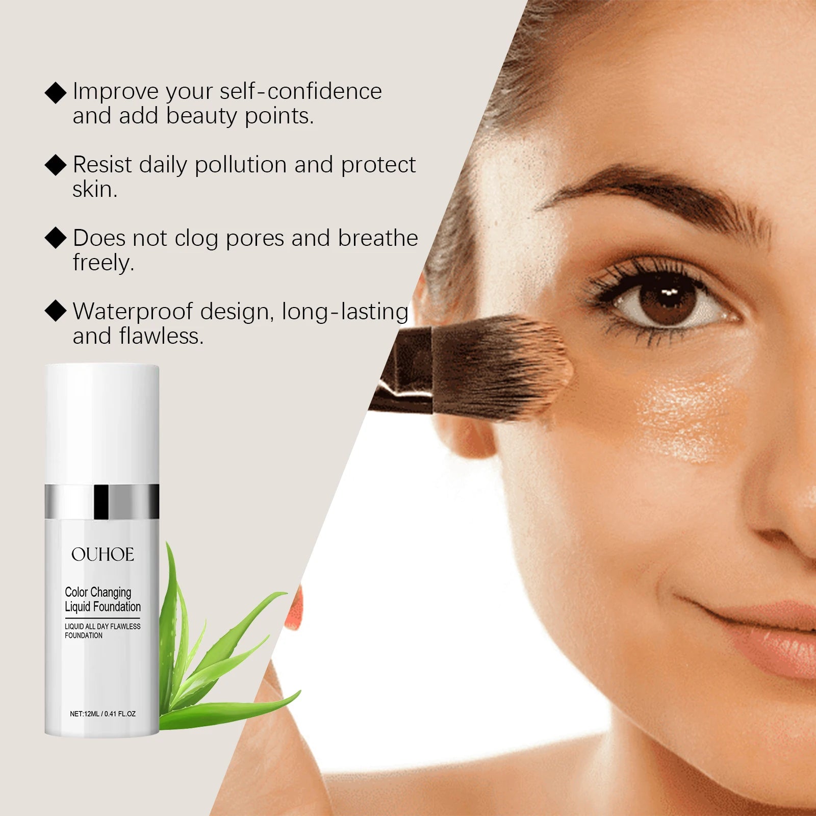 Color Changing Liquid Foundation Moisturizing Long Lasting No Creasing Waterproof Brightening Concealer Feamle Makeup Product