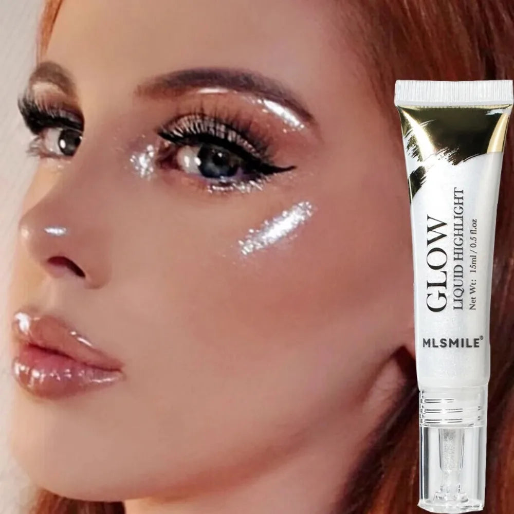 Diamond Glitter Highlighter Liquid Pearlescent Waterproof Longlasting Brightening Liquid Highlighter Stick Eyes Makeup Cosmetics