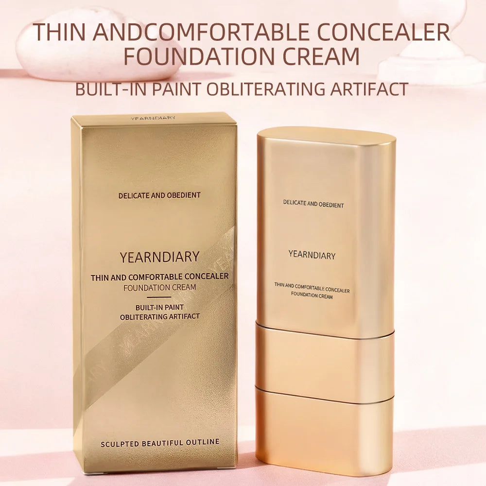 Light and Comfortable Concealer Foundation Cream, Long-lasting and Brightening Moisturizing Double-ended Foundation Cream