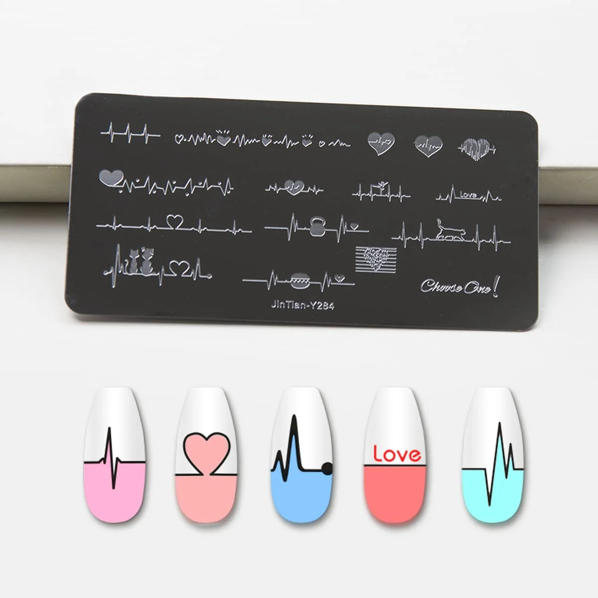 Valentine's Day Nail Stamping Plates Rose Flower Love Theme Nail Art Plate Stainless Steel Halloween Nail Design Stencil Tools