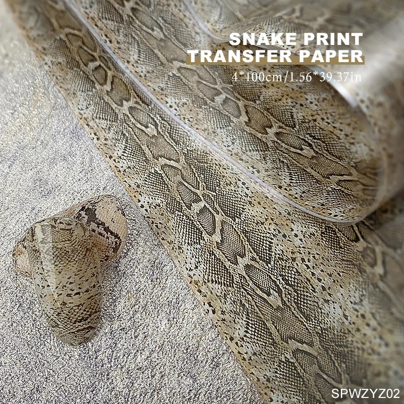DIY Snake Pattern Nail Foils for Transfer Paper Sticker Ice Cube Sliders Adhesive Paper Wraps Gradient Nail Art Decorations