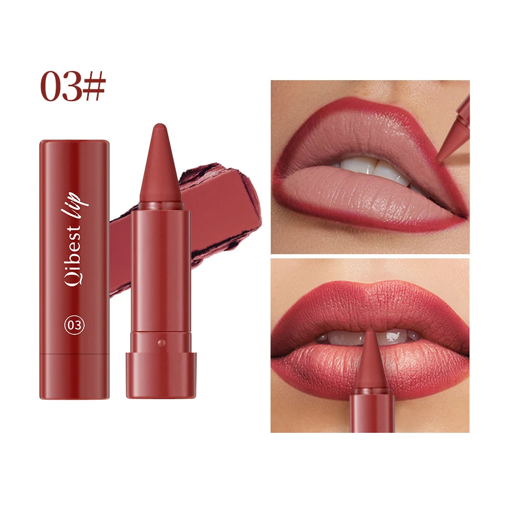 QIBEST Tapered Gradient Lipliner Long Lasting Matte Nude Brown Red Lipstick Waterproof Contouring Tint Lipliner Makeup Lip Stain