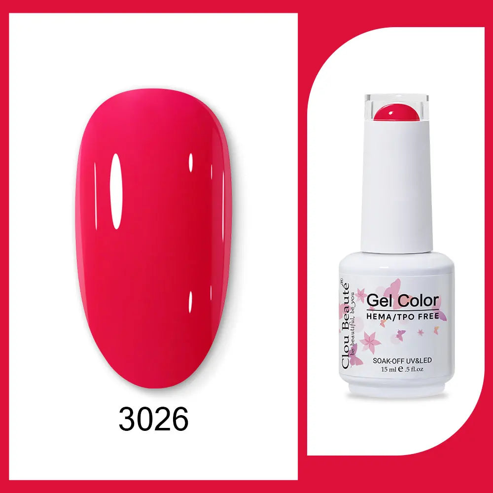 Clou Beaute 15ml Red Black White Green Neon Gel Nail Polish Base Top Coat Velvet Top 400 Colors Semi Permanent Gel Nail Varnish