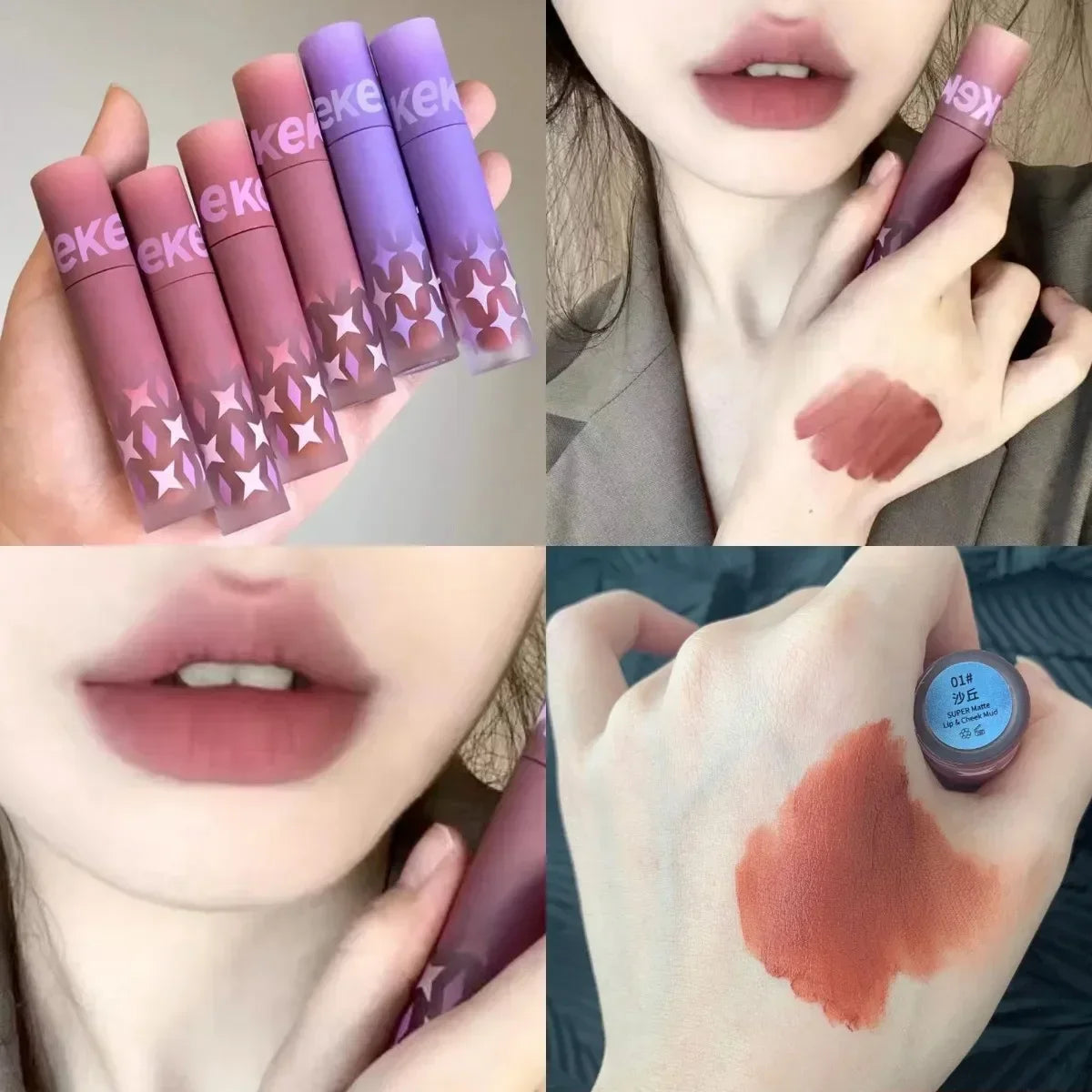 1pcs Punk Gothic Black Lipstick Matte Brown Lip Satin Red Lip Tint Waterproof Matte Liquid Liptsick Lip Gloss Korean Cosmetics
