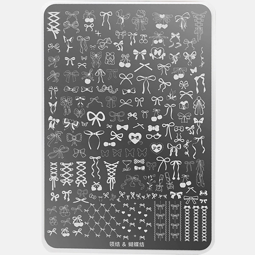 Bowknot Patterns Nail Stamping Plates 14.5*9.5cm Template Stencils Nail Art Stamper Kawaii Bow Image Plate Manicure Tools
