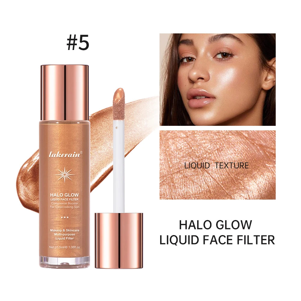 Halo Glow Liquid Filter Liquid Highlighter Face Contouring Pearlescent Makeup Brightener Bronzer Glow Body Face Contour Shimmer
