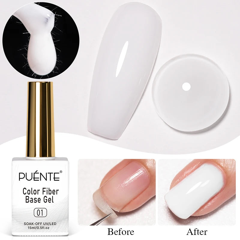 PUENTE 15ML Vitamin E Base Coat Gel Nail Polish For Soft Thin Breaking Nails Strengthen Soak Off UV Gel Varnish For Nail Care