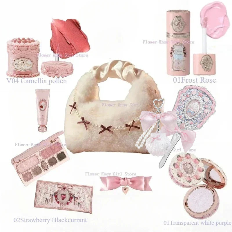 Flower Know Strawberry Cupid Makeup Gif Box Eyeshadow Liquid Cheeks Red Lips Clay Powder 9pcs/ set