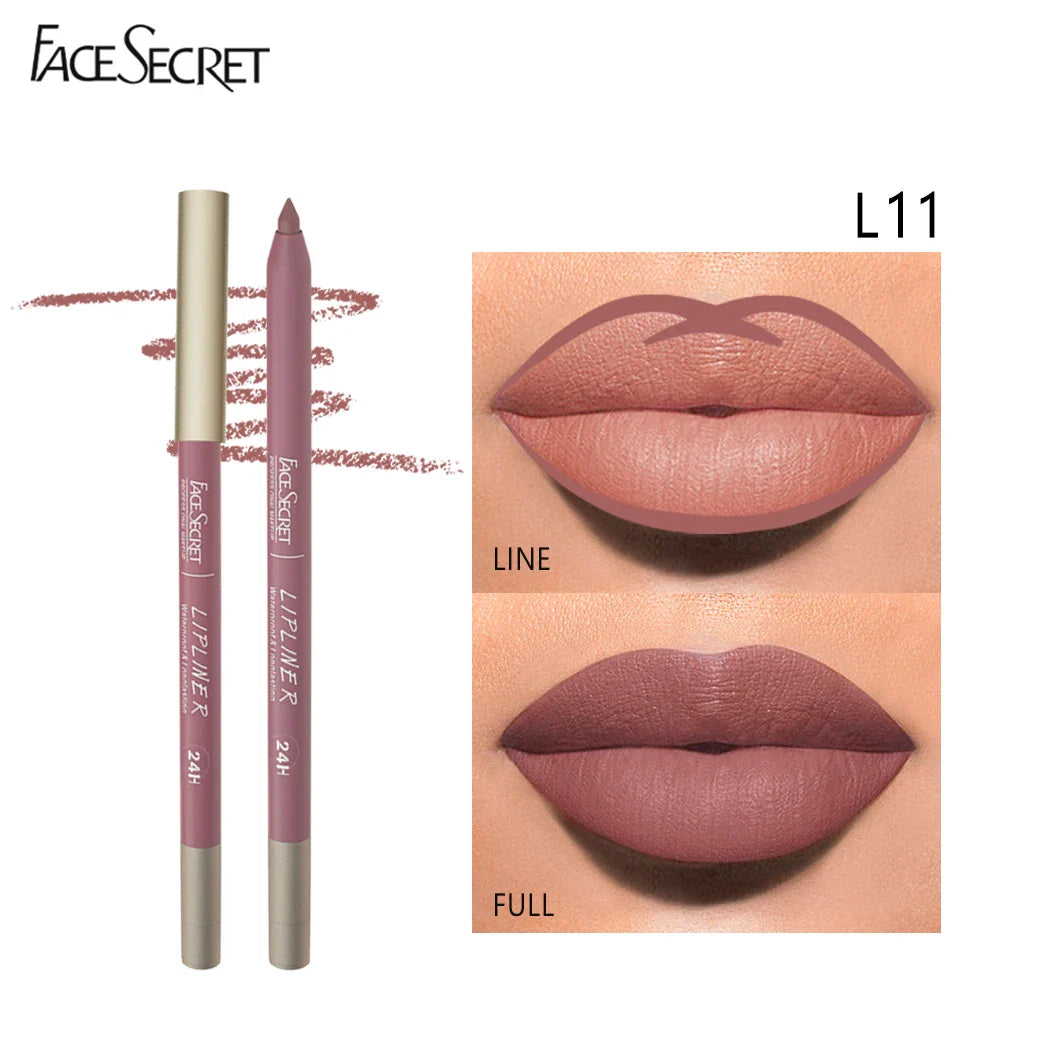 Face Secret 12-Color Lipliner – Waterproof, Long-Lasting Velvet Matte Multi-Color Correcting Lip Pencil, Lip Plumping Cosmetics