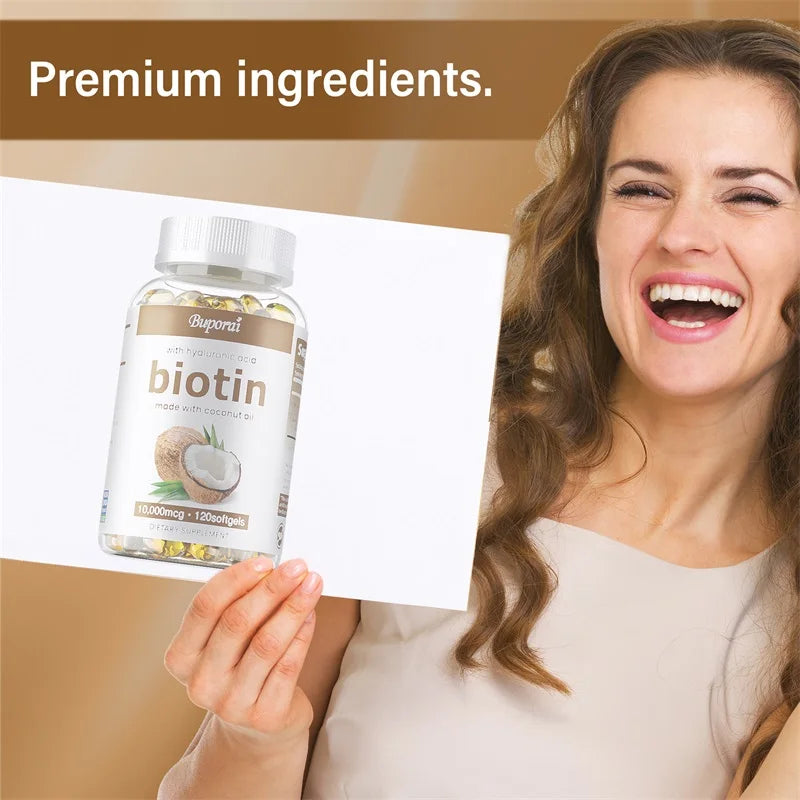 Biotin with Hyaluronic Acid - Hydrates Skin, Soothes Joints, Promotes Healthy Hair and Eyes
