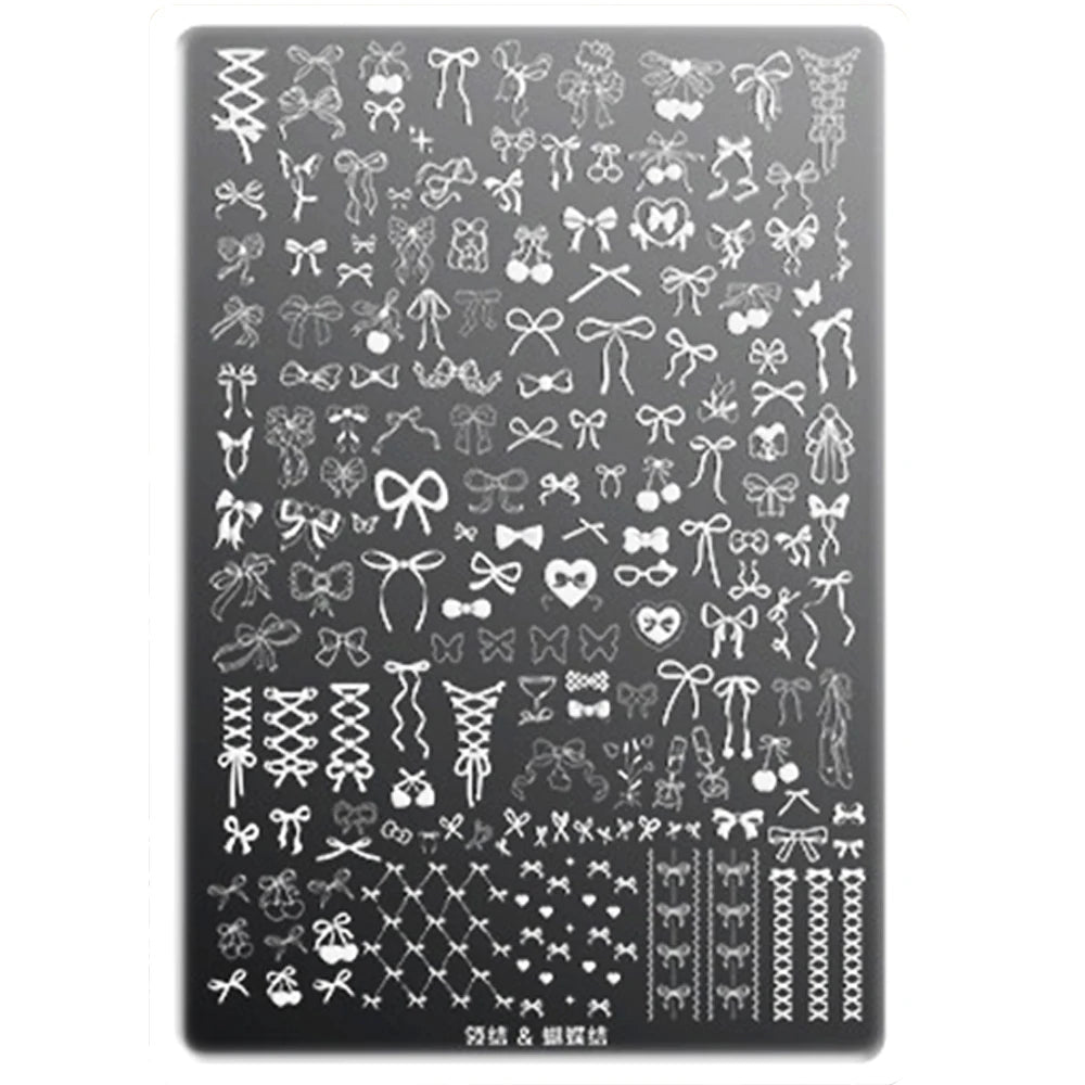 Bowknot Patterns Nail Stamping Plates 14.5*9.5cm Template Stencils Nail Art Stamper Kawaii Bow Image Plate Manicure Tools