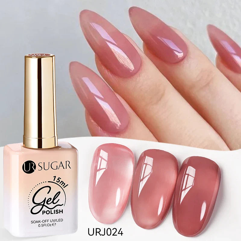 UR SUGAR 15ml Jelly Nude Gel Nail Polish Light Pink Translucent Color Soak Off UV LED Gel Varnish Nail Art DIY Fashion Manicure
