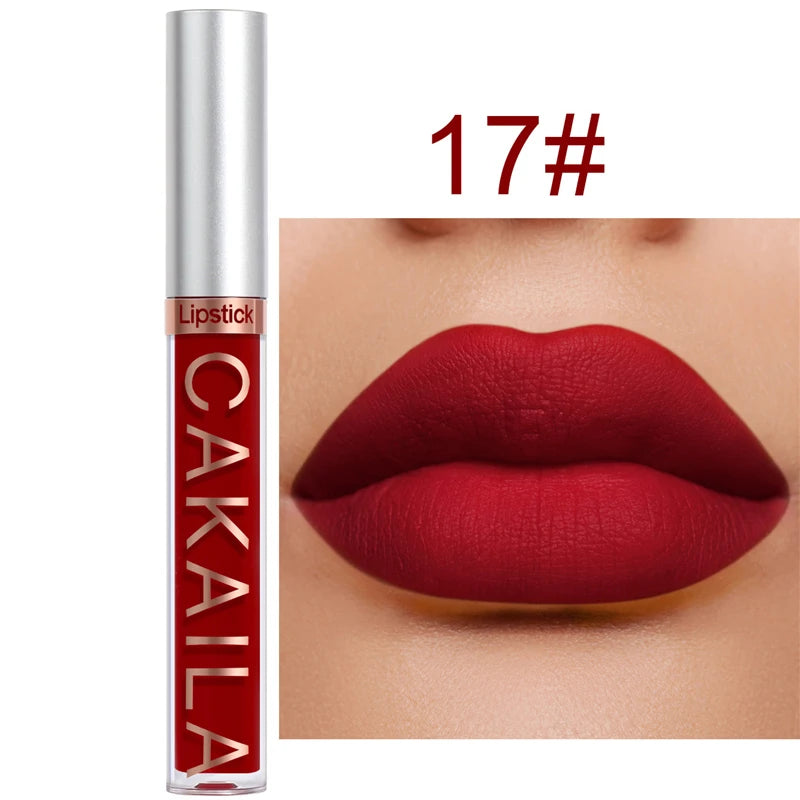 CAKAILA 18 Color Waterproof Matte Velvet Lip Glaze Lasting Silky Liquid Lipstick Not Easy To Fade Lip Gloss Makeup Sexy Lip Tint