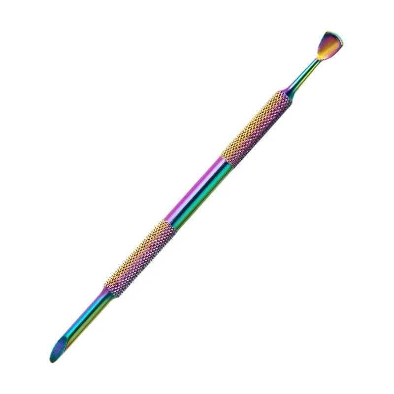 1Pcs Double-Head Angled Hoof Cuticle Pusher Stainless Steel Bevel Nail Art Pusher Manicure Orange Sticks for Nail Salon Tools