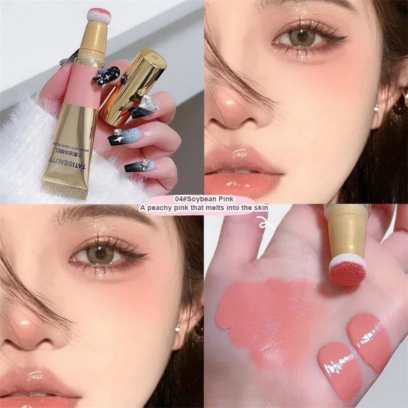 Liquid Blush Velvet Matte Blusher Face Pigment Lasting Beauty Natural Cream Cheek Tint Pink Peach Blush Korean Makeup Cosmetics