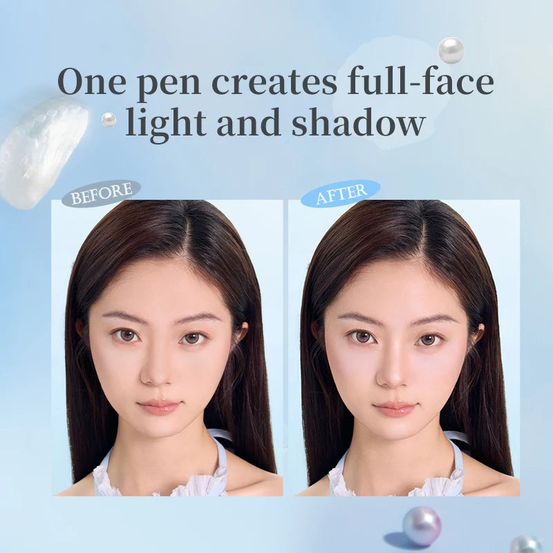 FLORTT2-in-1 Rotating Highlighter & Contour Stick, Portable Design, Face Shaping & Contouring Pen, Suitable for Makeup Beginners