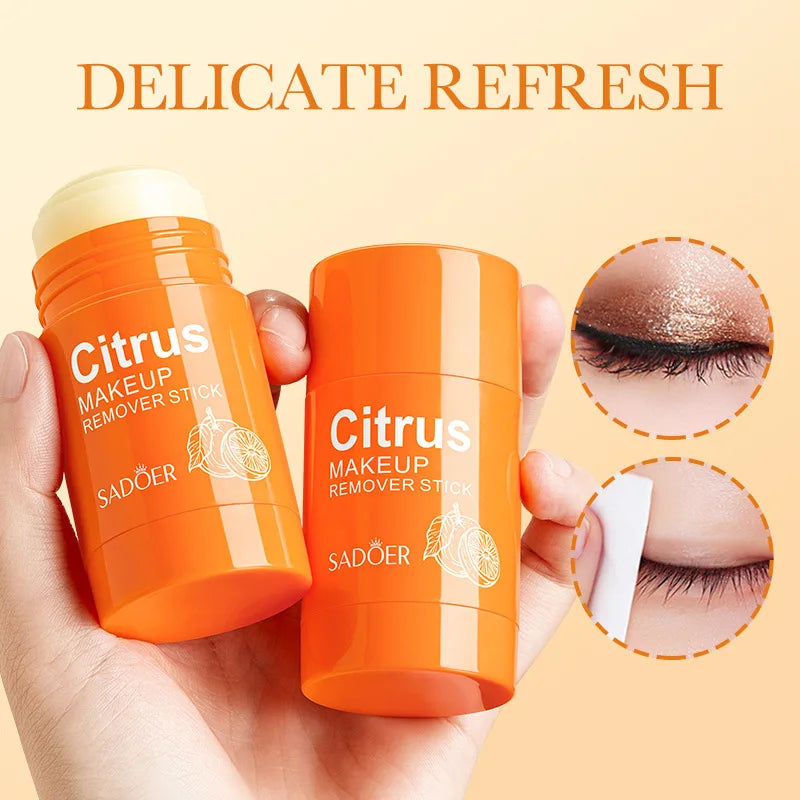 SADOER Citrus Vitamin C Makeup Removal Stick Face Eye Shadow Lip Makeup Remove Non Irritating Cleanse Pores Blackhead Remover