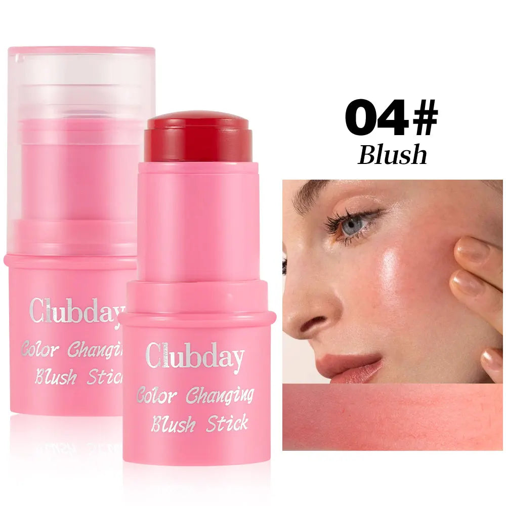 Clubday 4 Colors Face Matte Easy Color Jelly Blush Fixing Highlighting Long Lasting Waterproof Blush Stick