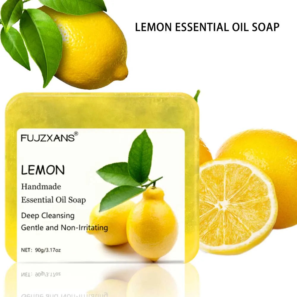 90g FUJZXANS Handmade Essential Oil Soap Bars - Rose, Jasmine, Green Tea, Calendula, Osmanthus, Lavender, Lemon - 7 Long-Lasting