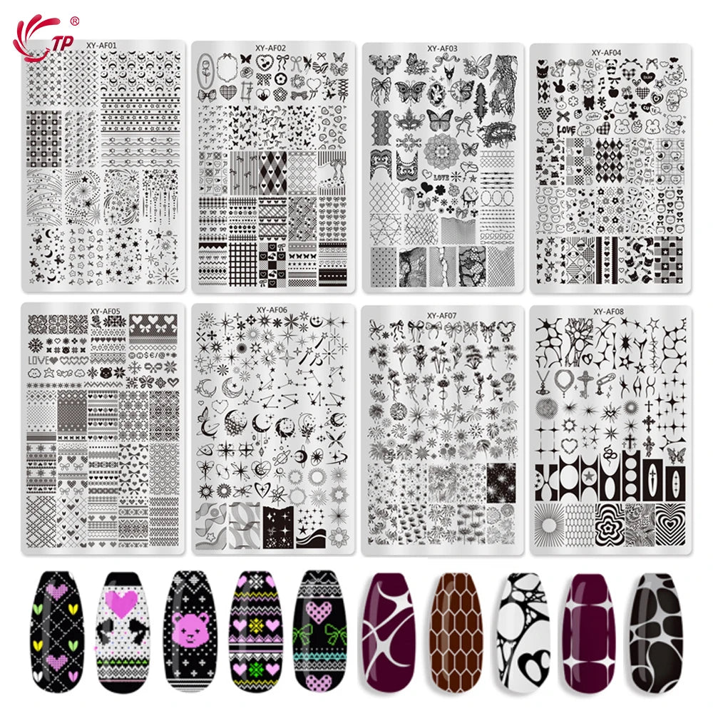 TP Nail Art Templates Butterfly Plaid Design Nail Stamping Plate for Nail DIY Polish Printing Transfer Template Manicure Tools