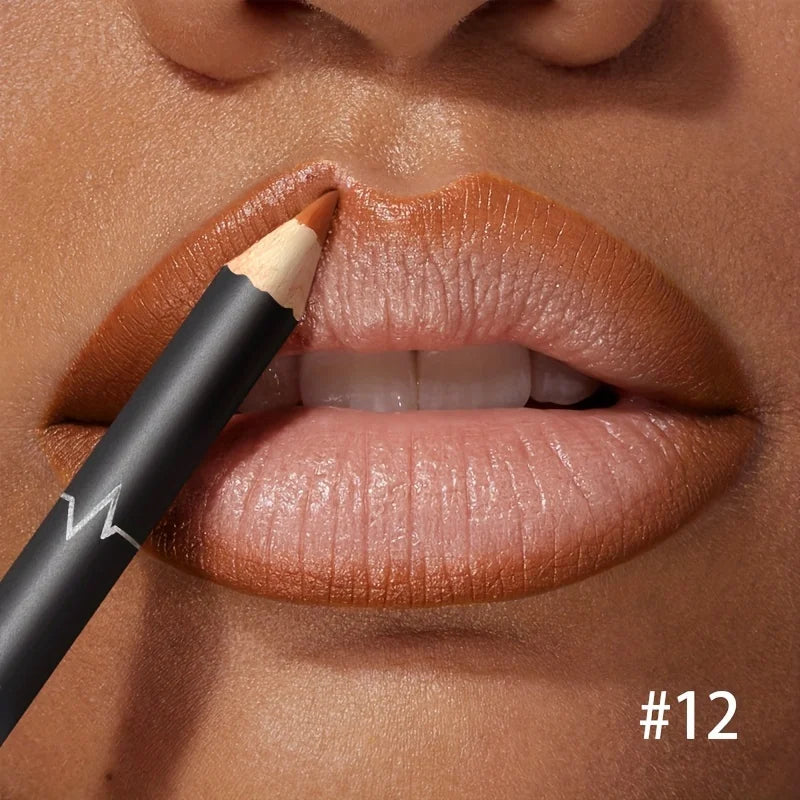 Waterproof Matte Lipliner Pencil – Red Contour Tint, Long-Lasting, Moisturizing Lips Makeup, 12 Colors