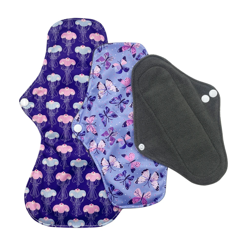 women Reusable menstrual pads for monthly, bamboo charcoal washable sanitary towels for periods, absorbent mama cloth pads 1 pc