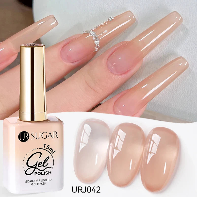 UR SUGAR 15ml Jelly Nude Gel Nail Polish Light Pink Translucent Color Soak Off UV LED Gel Varnish Nail Art DIY Fashion Manicure