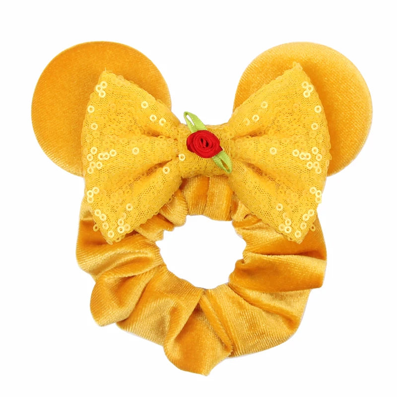 Women Ears Hair Scrunchies Velvet Hairbands For Girls Sequins Bows Headband Women Trip DIY Accessories Mouse Party Decor