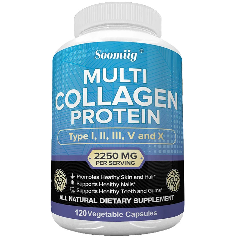 Multi-Collagen Capsules for Men and Women - Hydrolyzed Type I II III V X for Skin, Hair, Nails, Bones, Joints, Nutrition and Pro