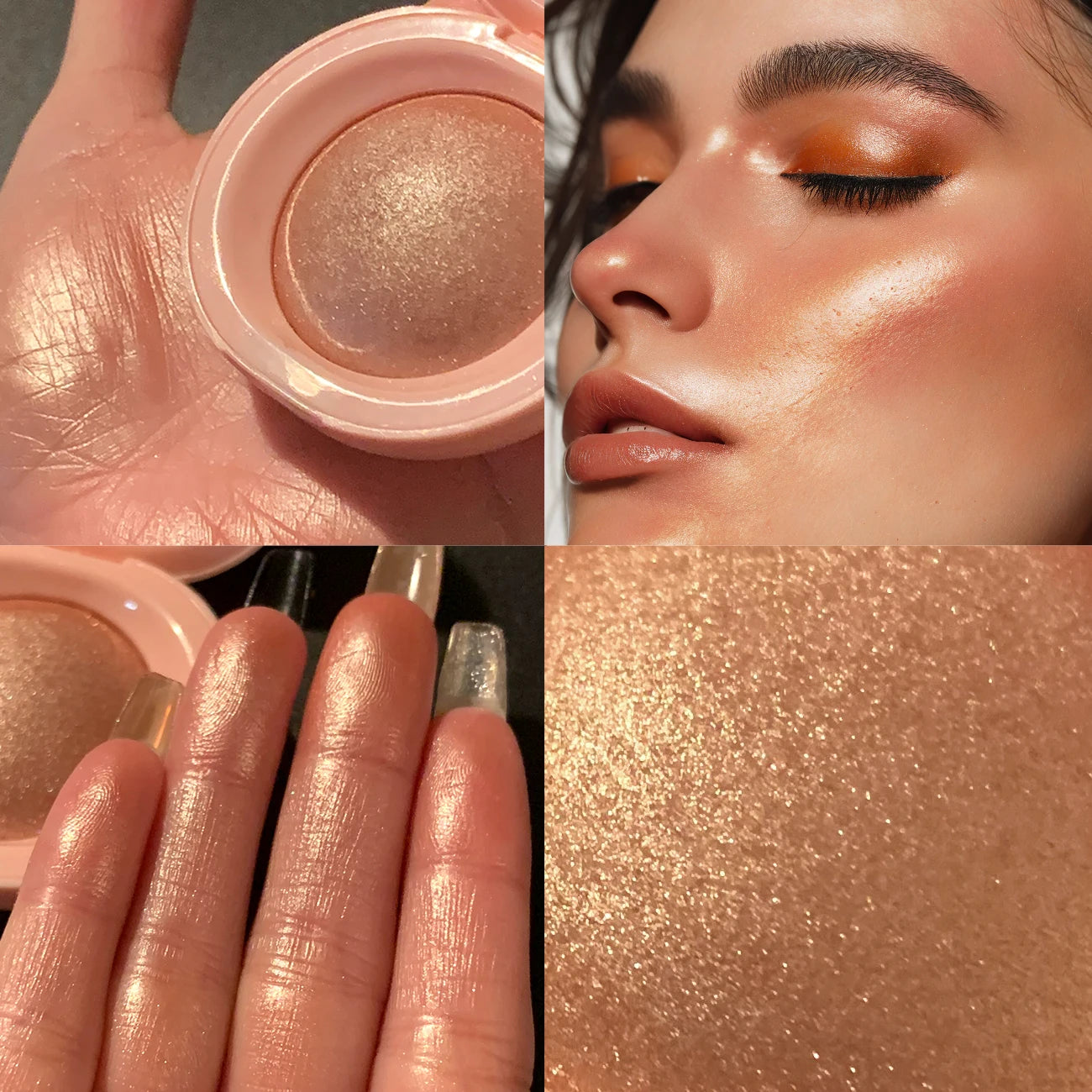 Baked Highlighter Palette Makeup, Long-Wearing Radiant Glitter Eyeshadow, Highly Pigmented Iluminadores Pressed Powder For Girls