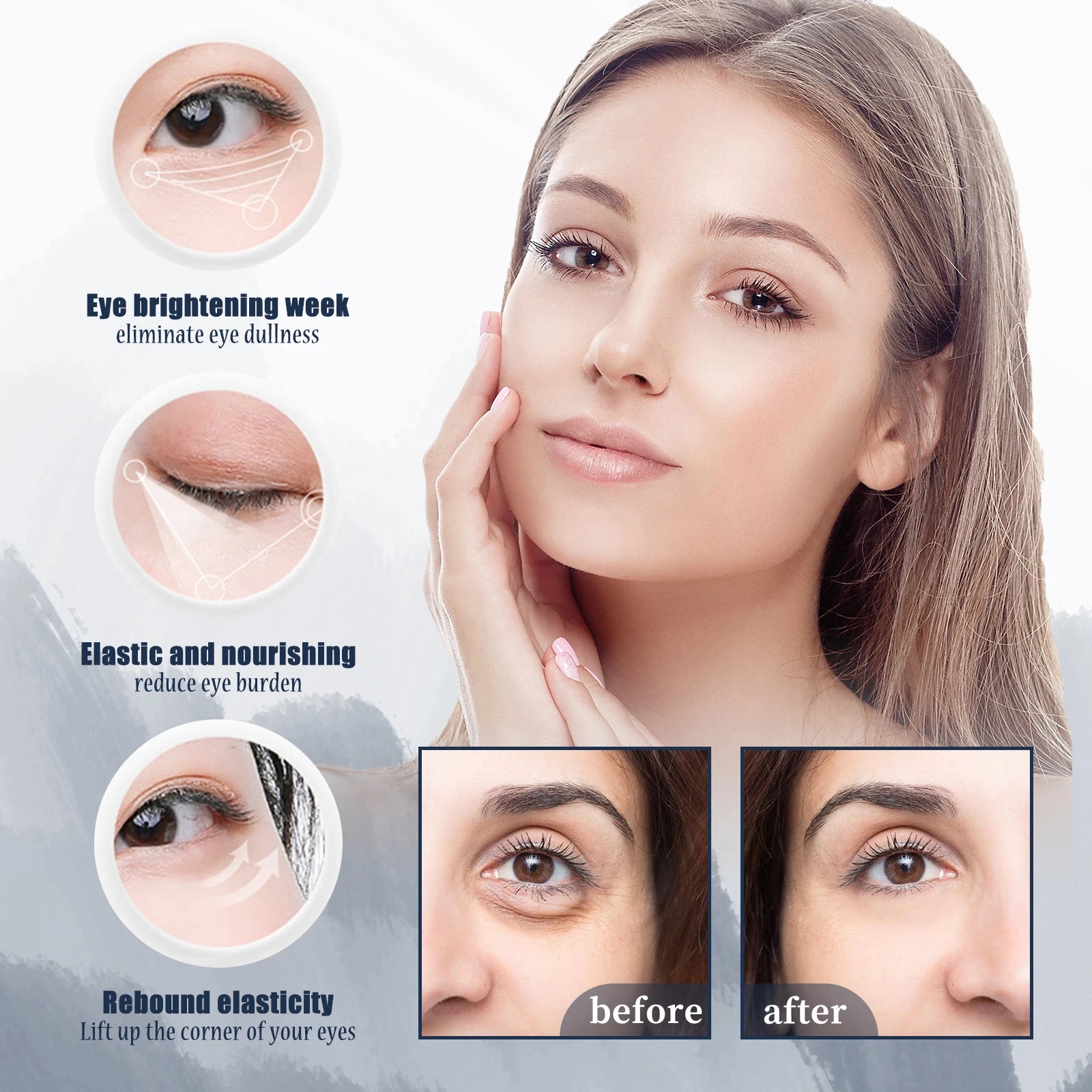 Hyaluronic Acid Eyes Serum Dark Circles Remover Fade Eye Bag Anti Puffiness Moisturizing Essence Massager Eyes Skin Care Product