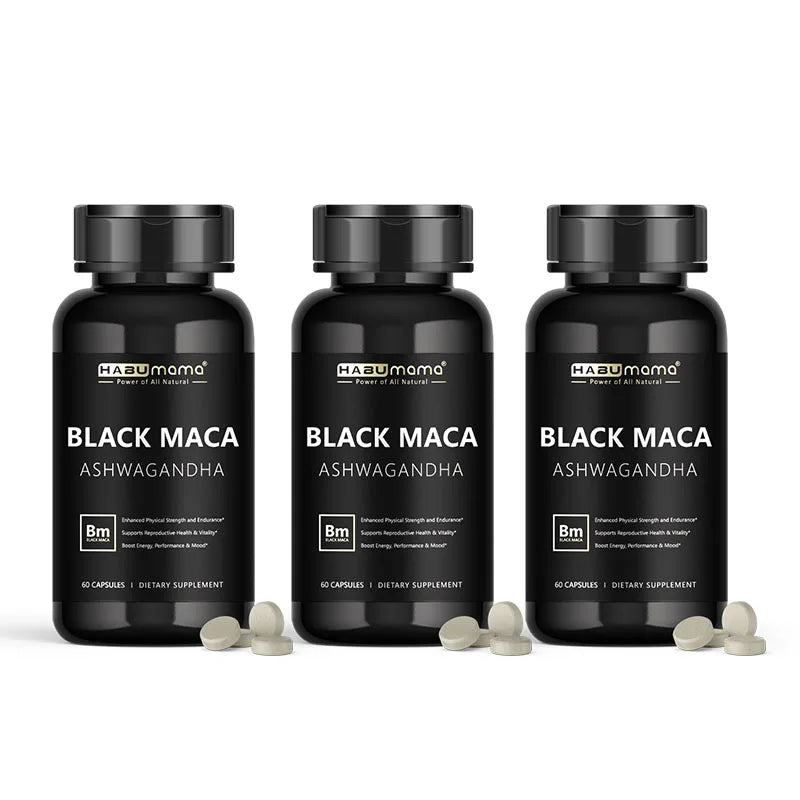 Organic Black Maca -60 Tablets 100% Pure Non-GMo Supports Reproductive Health Natural Energizer Stamina Performance Enhancer