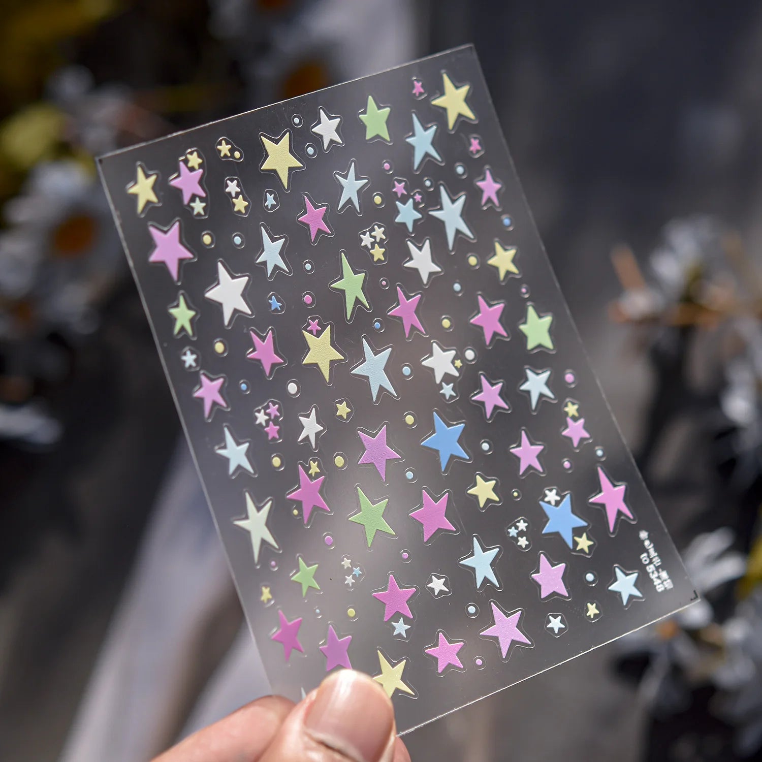 Sweet Colorful Star-shaped Nail Art Accessories Stickers 5D Embossed Metal Five-pointed Star Love Self Adhesive Nails Decoration