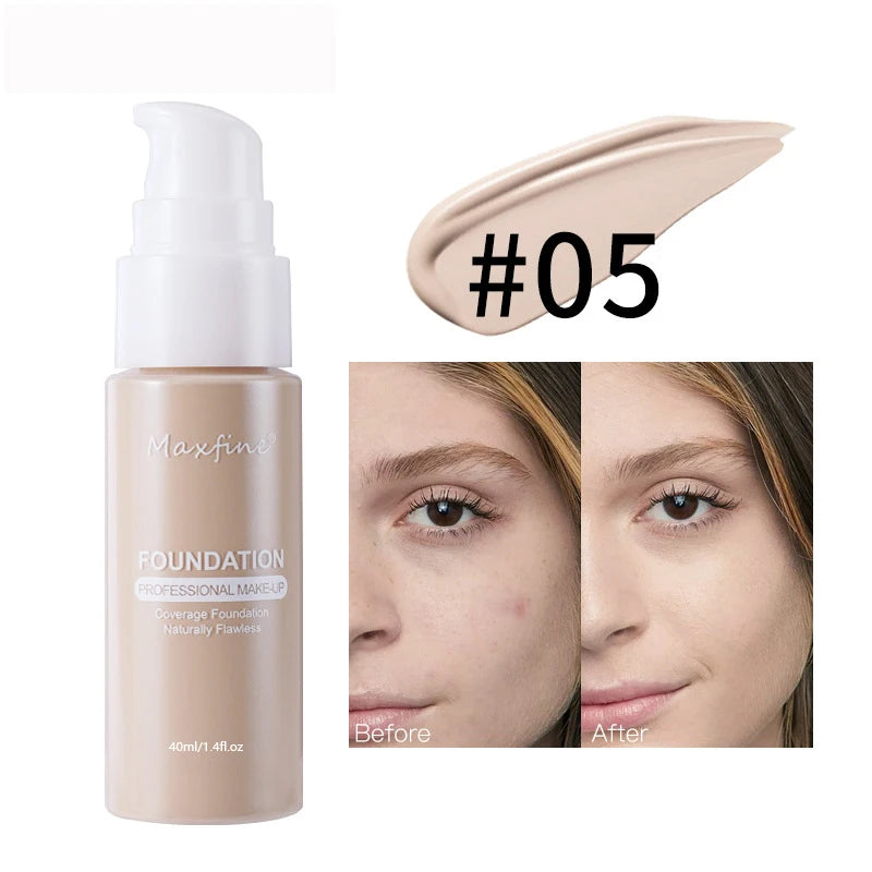 12 Shade Liquid Foundation with Long Lasting Oil Control Concealing Hydrating Lightweight Fine Texture and Non Cakey 1PCS