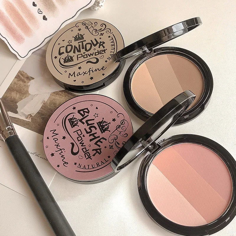 2/3 Color Bronzer Highlighter Palette Face Matte Brown Coffee Contour Shadow Powder Rose Pink Blush Highgloss Illuminator Makeup