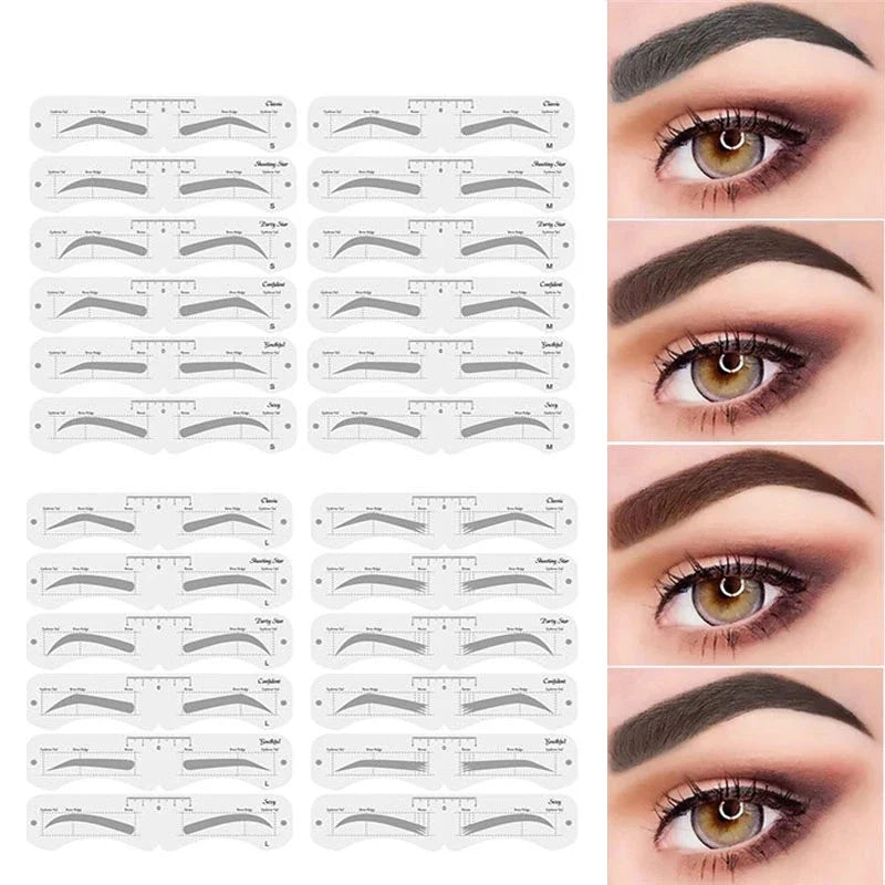 Reusable Eyebrow Stencil Set Soft Ruler Brow Definer Eye Brow Drawing Guide Styling Shaping Grooming Template Card Makeup Tools