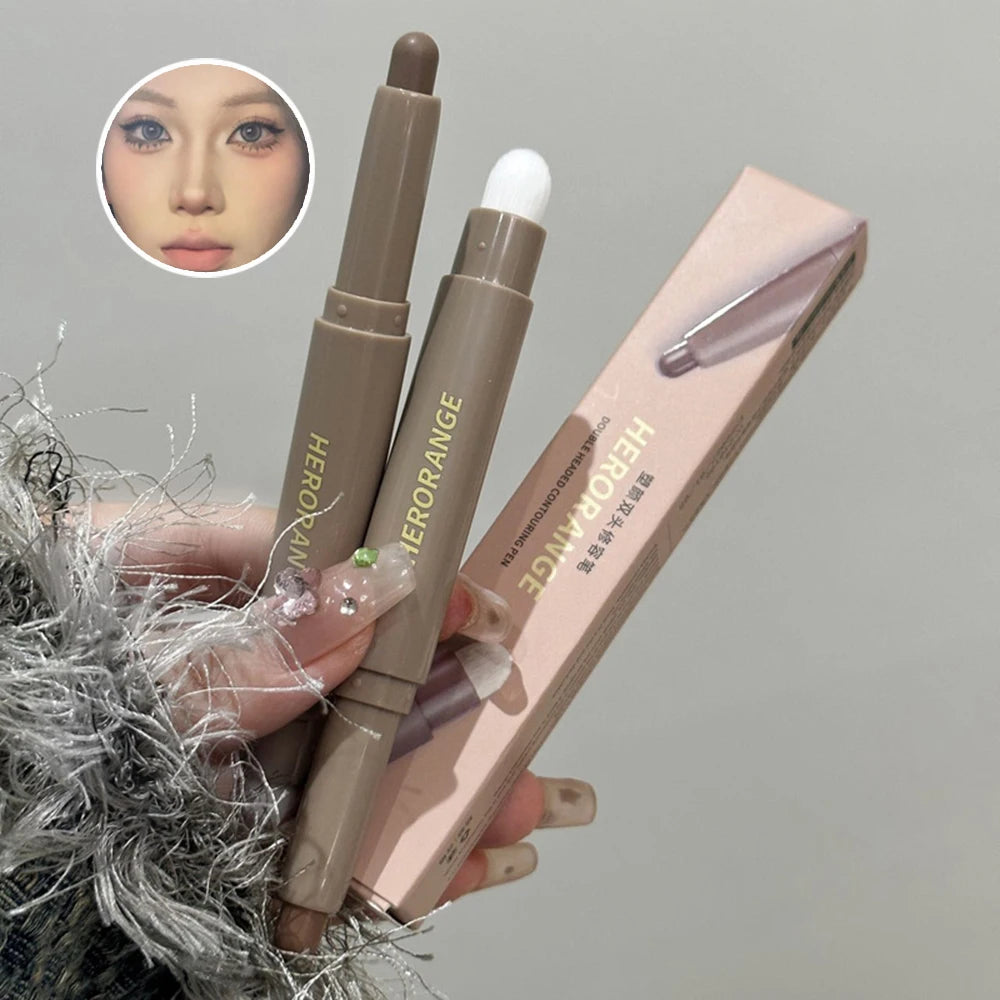 HERORANGE Double-ended Contour Pen for Contouring, Brightening with a Smudge Brush