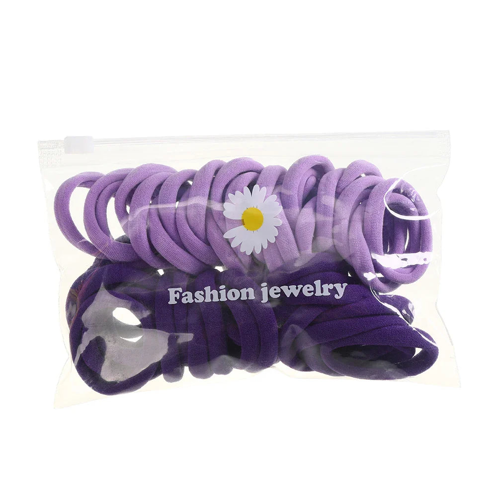 AWAYTR 50PCS/Set Girls Hair Band Hairbands Hair Accessories For Woman Kids Ponytail Holder Elastic Scrunchies Rubber Bands