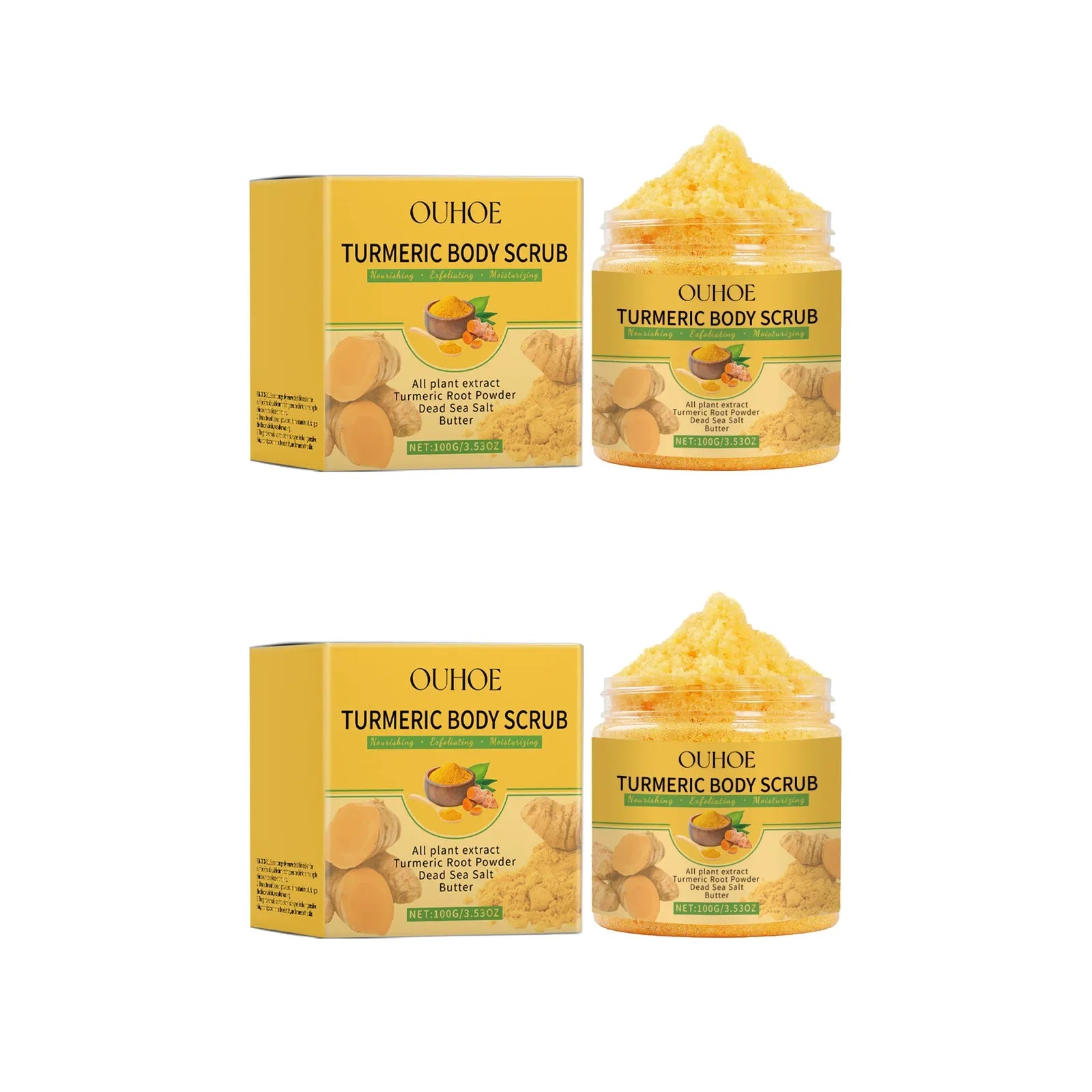 Turmeric Body Scrub Gentle Exfoliating Remove Dead Skin Pore Cleansing Hydrating Natural Brightening Skin Smoothing Skin Care