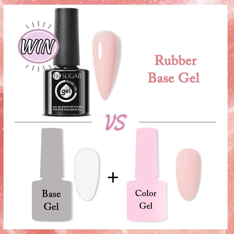 UR SUGAR 7ml Nude Crystal Rubber Base Gel Natural Color Semi Permanent Soak off UV LED Gel Nail Art Varnish