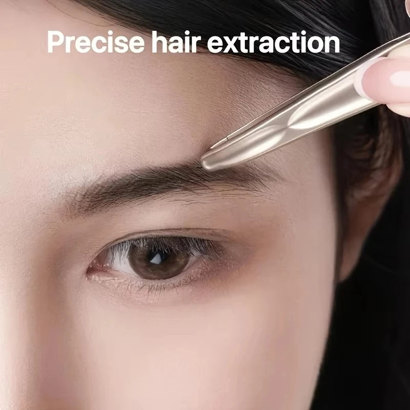 Precision Stainless Steel Eyebrow Clippers Gentle round Head Tweezers with Light Design for Beard And Mustache