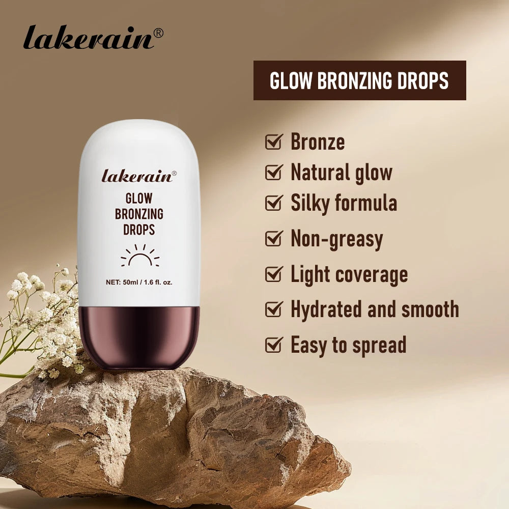 Lakerain Glow Bronzing Drops Nourishing Non-greasy Natural Glow Liquid Bronzer Cream Skincare Makeup Sunkissed Complexion