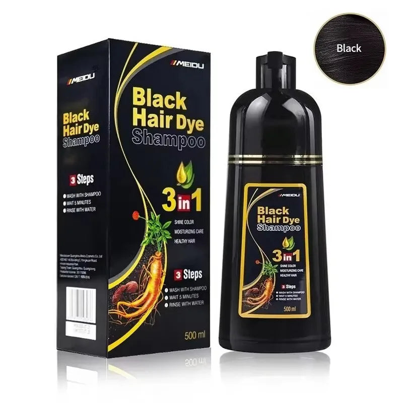 Meidu 3 In 1 Instant Coloring Shampoo Natural Black Color for Men Women Hair Dye Herbal Brown Purple Hair Dye Hair Dye Shampoo