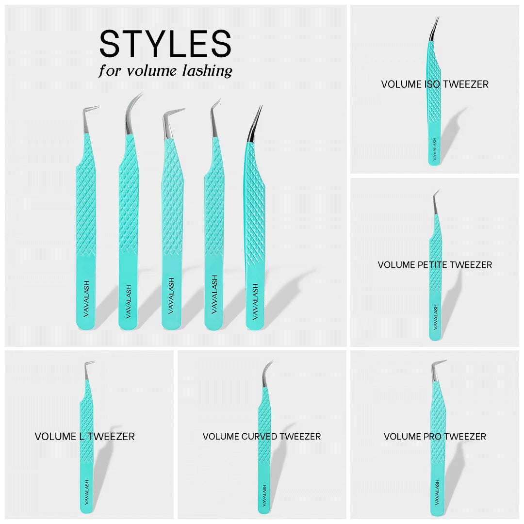 VAVALASH Anti-Slip Tweezers High-Density Stainless Steel Fiber Tip for Eyelash Extensions Eyebrow Professional Precision Makeup