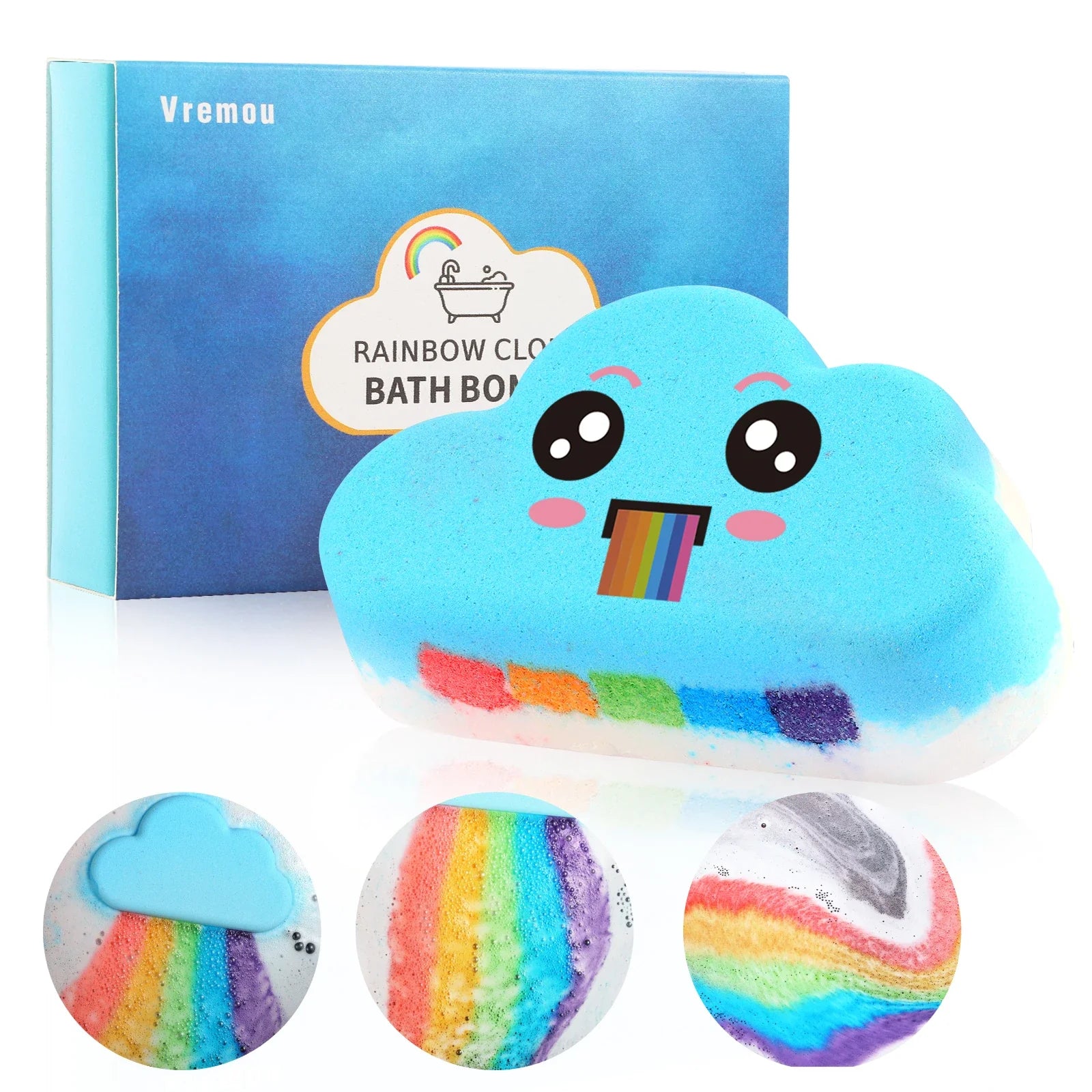 1Pcs/4Pcs Rainbow Bath Bombs Gift Set, Handmade Organic Bath Bombs for Kids Girls, Natural Kid Bubble Bath Fizzy